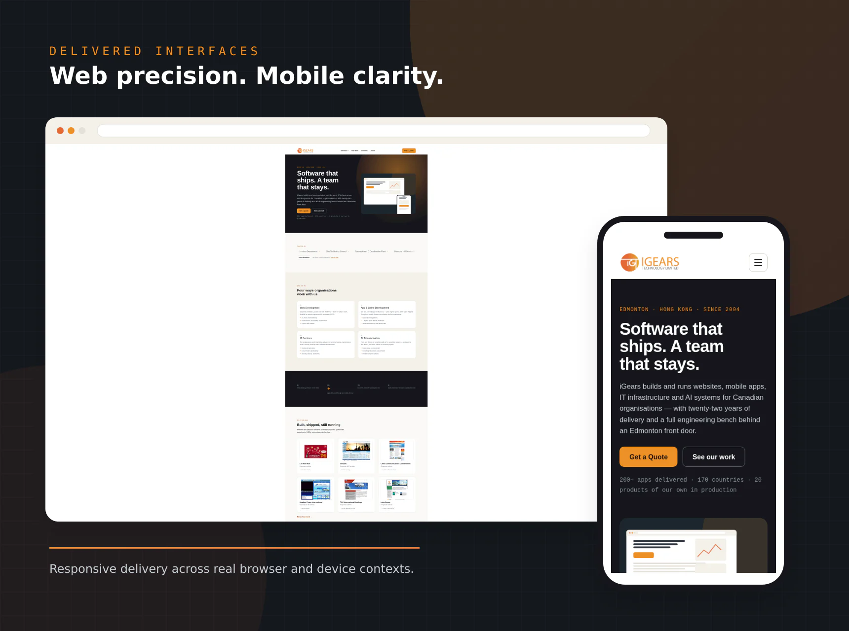 Web and mobile interfaces delivered by iGears