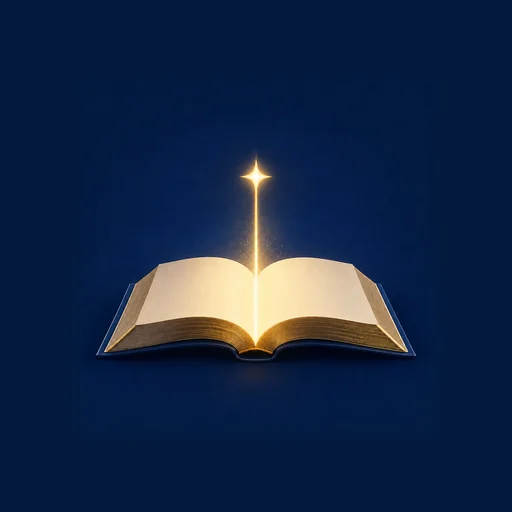 Understand Bible app icon: a glowing open book with a light beam forming a star, on deep navy