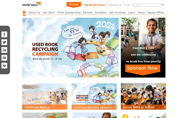 Website delivered for World Vision