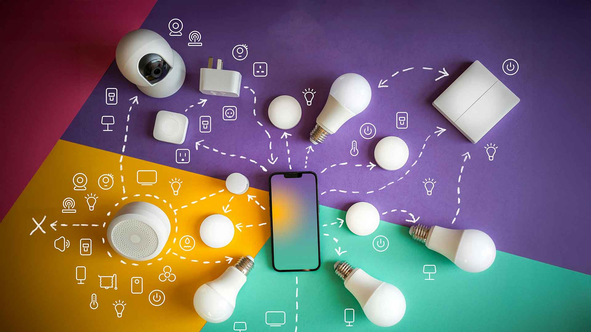 IoT Solutions - Internet of Things solution set with smart devices, sensors, and connected technology network